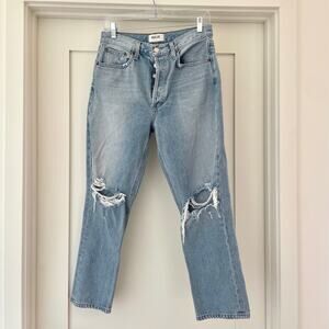 AGOLDE Jeans Riley High Rise Straight Cropped Light Wash EXCELLENT 28